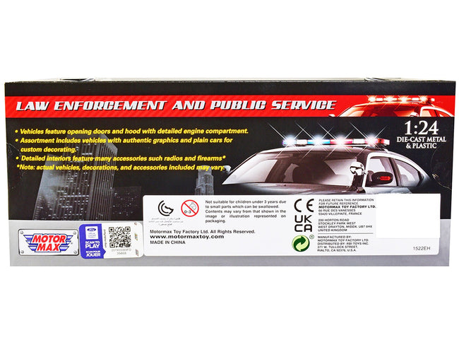 2023 Dodge Charger Pursuit Police Car Plain White "Law Enforcement and Public Service" Series 1/24 Diecast Model Car by Motormax-Motormax-ModelCars.com