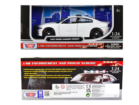 2023 Dodge Charger Pursuit Police Car Plain White "Law Enforcement and Public Service" Series 1/24 Diecast Model Car by Motormax-Motormax-ModelCars.com