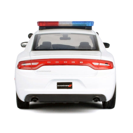 2023 Dodge Charger Pursuit Police Car Unmarked White with Flashing Light Bar Front and Rear Lights and 2 Sounds "Builder's Kit" 1/24 Diecast Model Car by Motormax-Motormax-ModelCars.com
