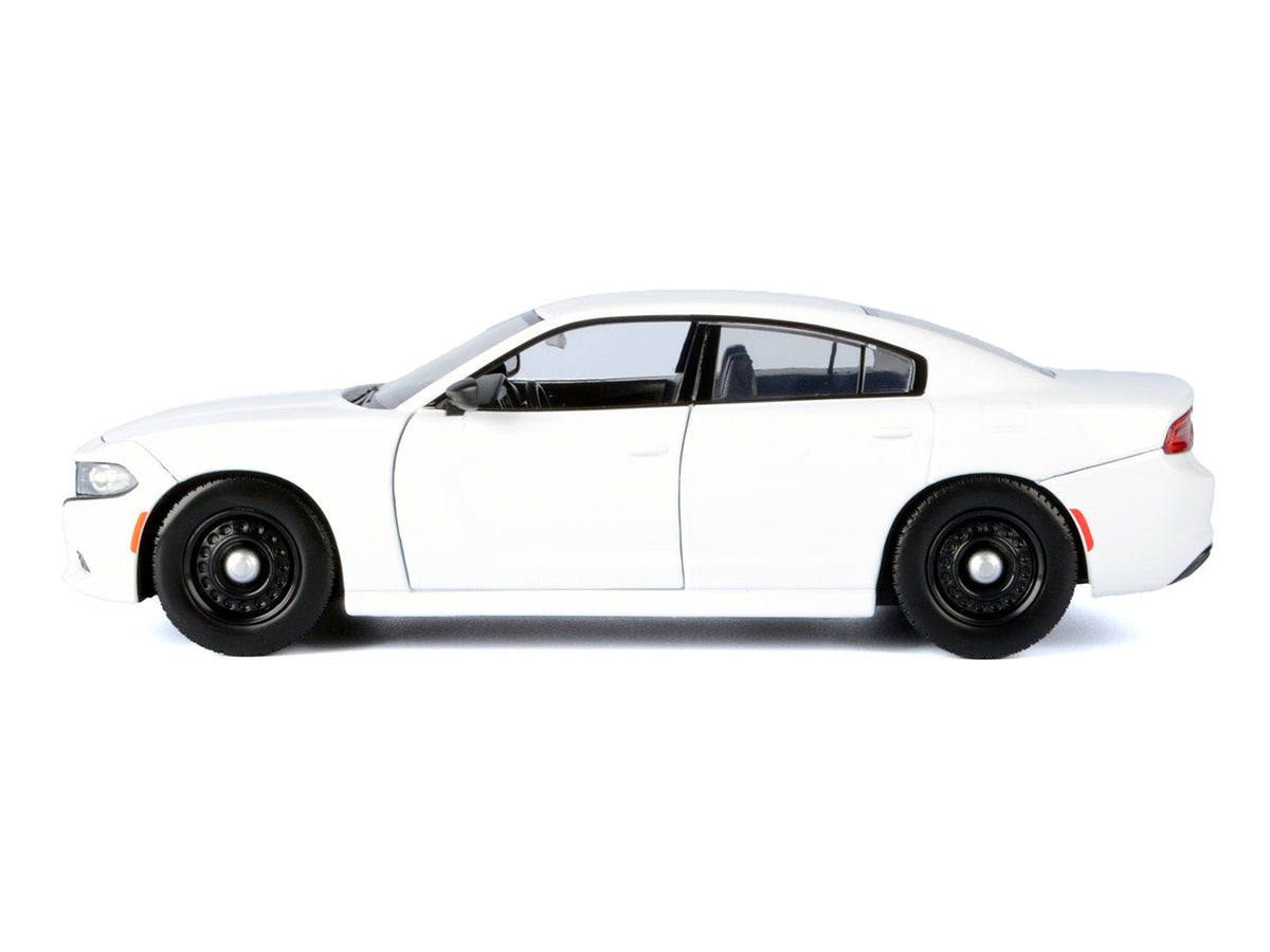 2023 Dodge Charger Pursuit Police Car White "Custom Builder's Kit - Law Enforcement and Public Service" Series 1/24 Diecast Model Car by Motormax-Motormax-ModelCars.com