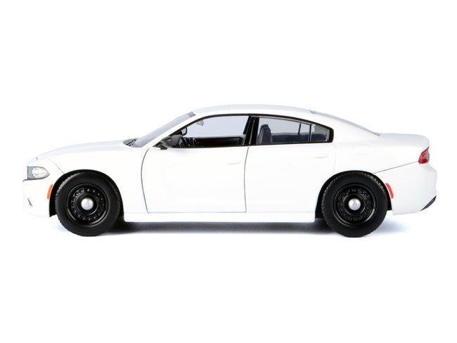 2023 Dodge Charger Pursuit Police Car White "Custom Builder's Kit - Law Enforcement and Public Service" Series 1/24 Diecast Model Car by Motormax-Motormax-ModelCars.com