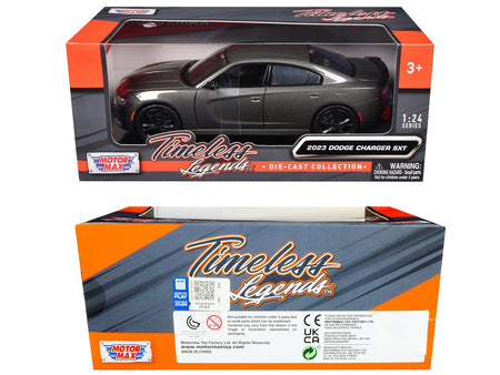 2023 Dodge Charger SXT Gray Metallic "Timeless Legends" Series 1/24 Diecast Model Car by Motormax-Motormax-ModelCars.com