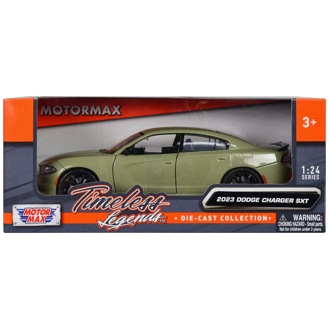 2023 Dodge Charger SXT Green Metallic "Timeless Legends" Series 1/24 Diecast Model Car by Motormax - Motormax - ModelCars.com