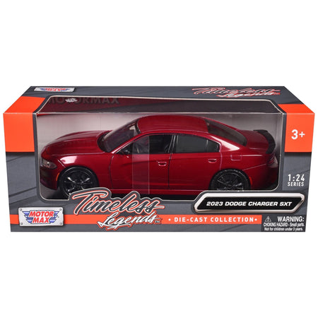 2023 Dodge Charger SXT Red Metallic "Timeless Legends" Series 1/24 Diecast Model Car by Motormax-Motormax-ModelCars.com