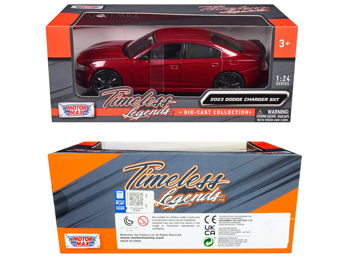 2023 Dodge Charger SXT Red Metallic "Timeless Legends" Series 1/24 Diecast Model Car by Motormax-Motormax-ModelCars.com