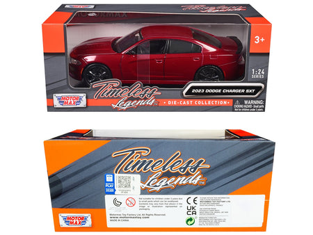 2023 Dodge Charger SXT Red Metallic "Timeless Legends" Series 1/24 Diecast Model Car by Motormax-Motormax-ModelCars.com
