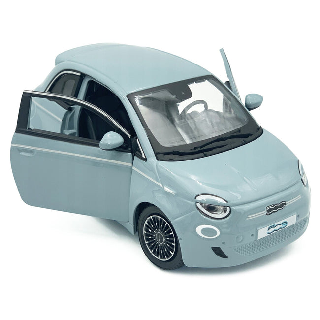 2023 Fiat 500e Light Blue 1/24 Diecast Model Car by Bburago-Bburago-ModelCars.com