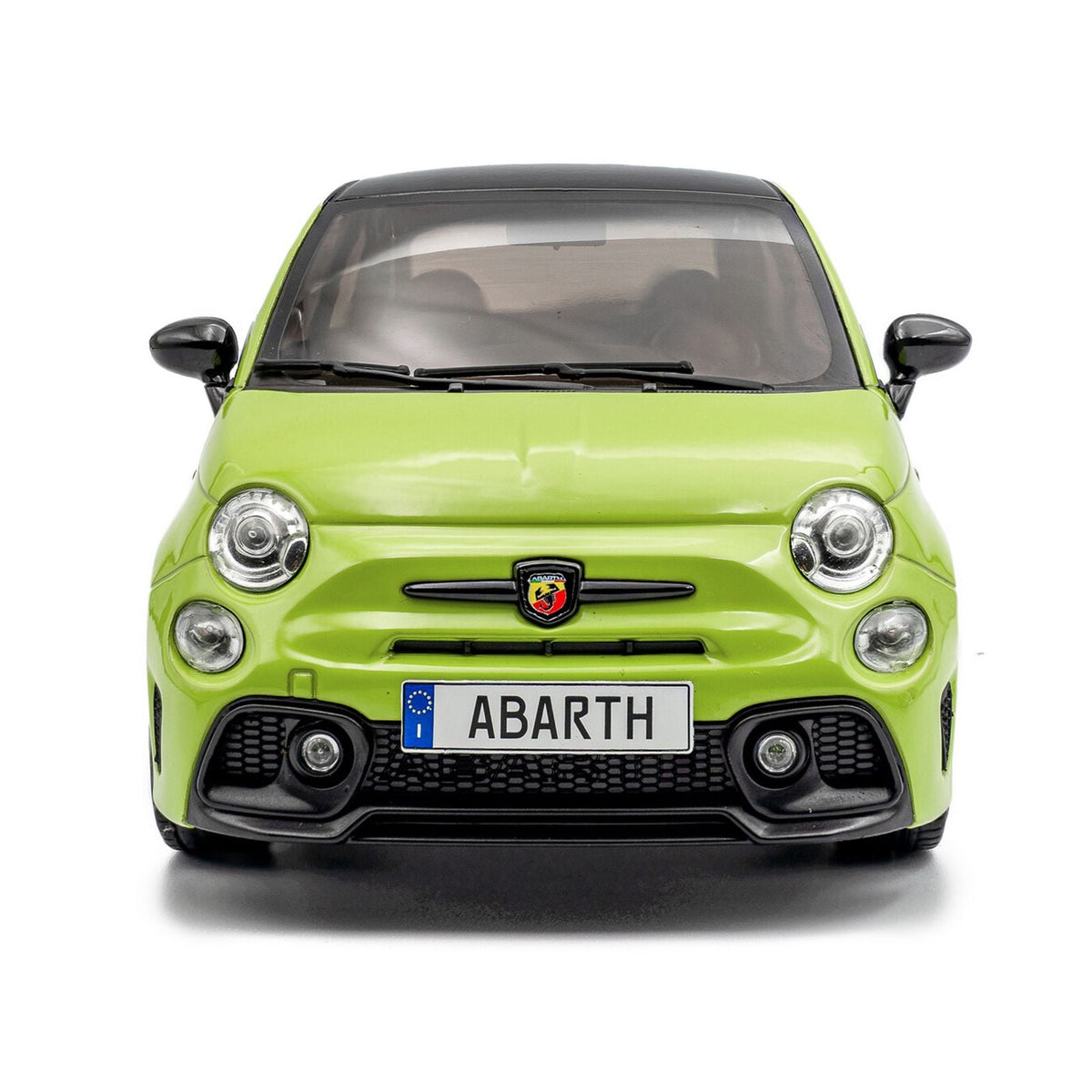 2023 Fiat F595 Abarth Verde Adrenalina Green with Black Top and Stripes 1/18 Diecast Model Car by Solido-Solido-ModelCars.com
