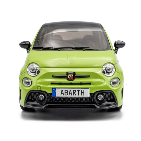 2023 Fiat F595 Abarth Verde Adrenalina Green with Black Top and Stripes 1/18 Diecast Model Car by Solido-Solido-ModelCars.com