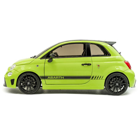 2023 Fiat F595 Abarth Verde Adrenalina Green with Black Top and Stripes 1/18 Diecast Model Car by Solido-Solido-ModelCars.com