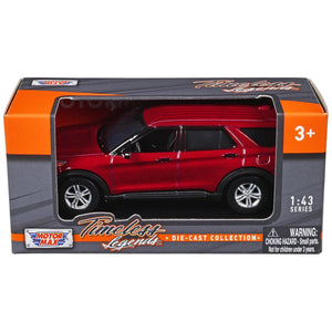 2023 Ford Explorer Red Metallic "Timeless Legends" Series 1/43 Diecast Model Car by Motormax