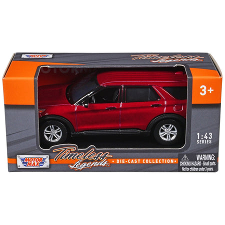 2023 Ford Explorer Red Metallic "Timeless Legends" Series 1/43 Diecast Model Car by Motormax - Motormax - ModelCars.com