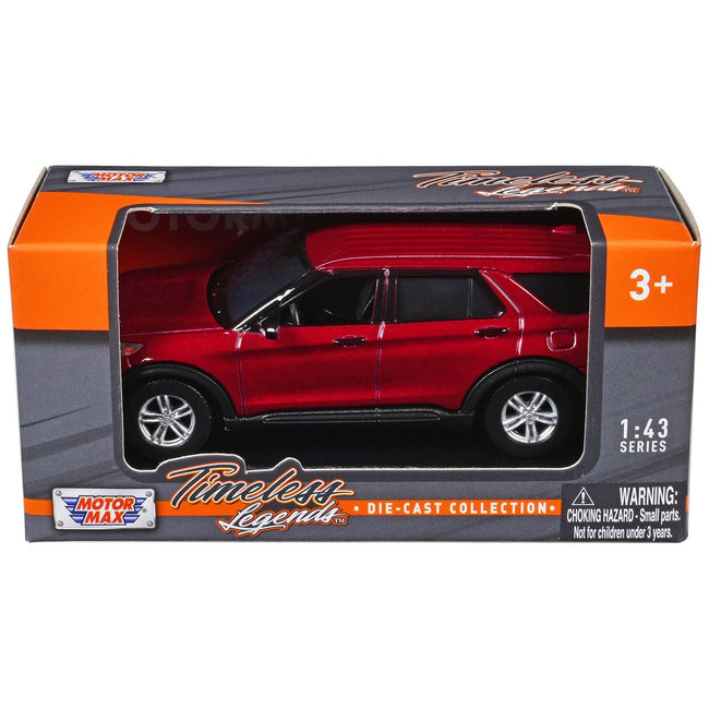 2023 Ford Explorer Red Metallic "Timeless Legends" Series 1/43 Diecast Model Car by Motormax - Motormax - ModelCars.com