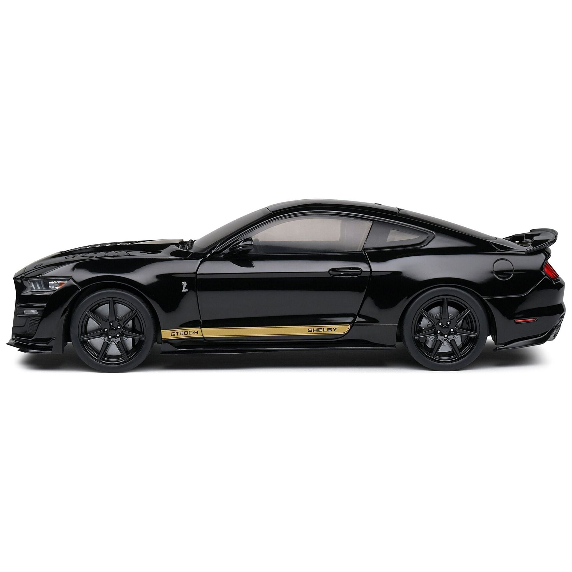 2023 Ford Mustang Shelby GT500 - H Black with Gold Stripes 1/18 Diecast Model Car by Solido - Solido - ModelCars.com
