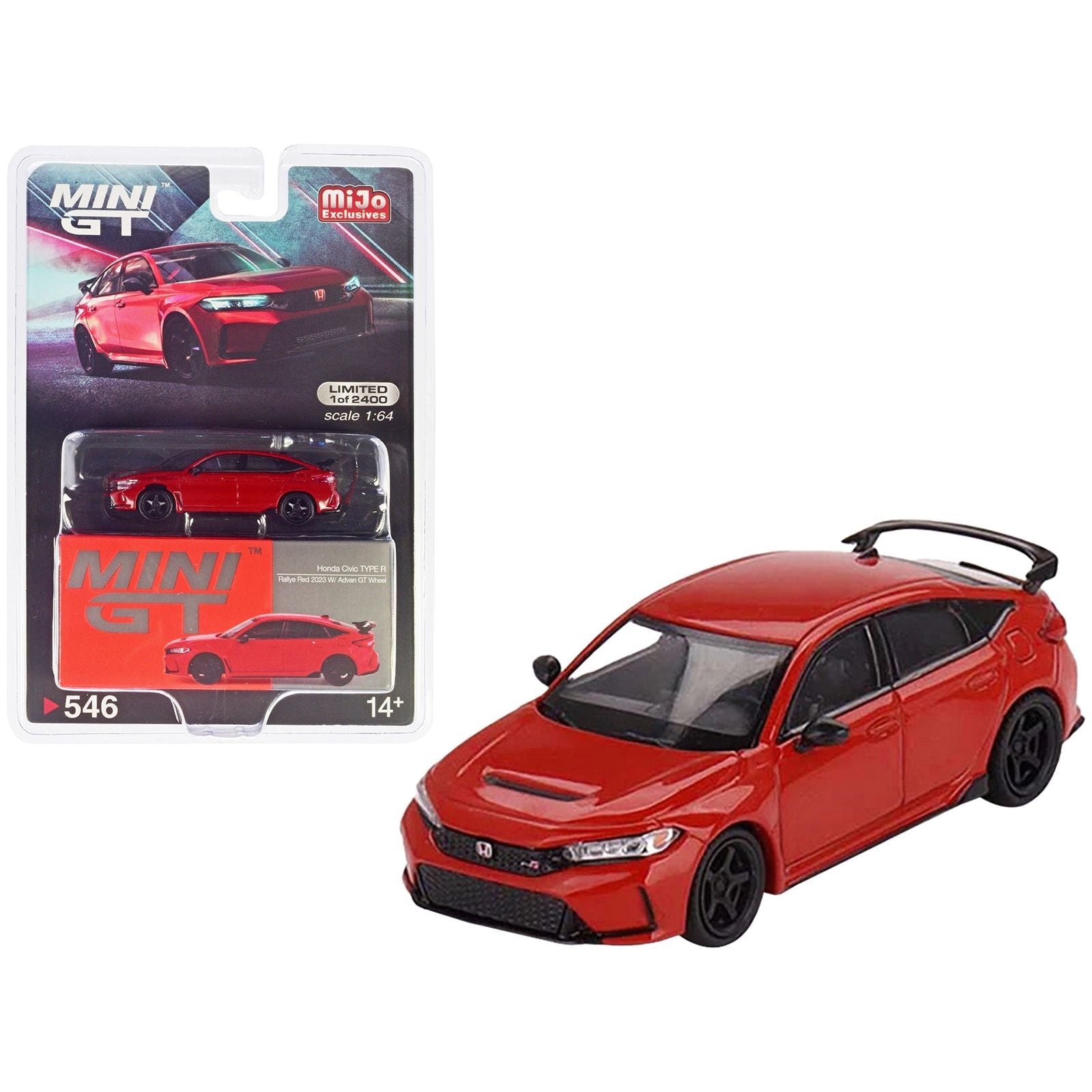 2023 Honda Civic Type R Rallye Red with ADVAN GT Wheel Limited Edition to 2400 pieces Worldwide 1/64 Diecast Model Car by True Scale Miniatures - True Scale Miniatures - ModelCars.com