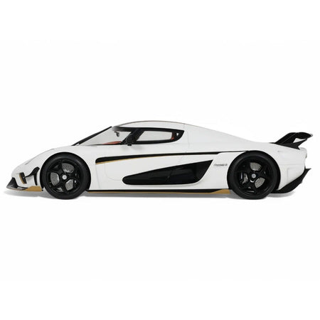 2023 Koenigsegg Regera White with Black Stripes 1/18 Model Car by GT Spirit - GT Spirit - ModelCars.com