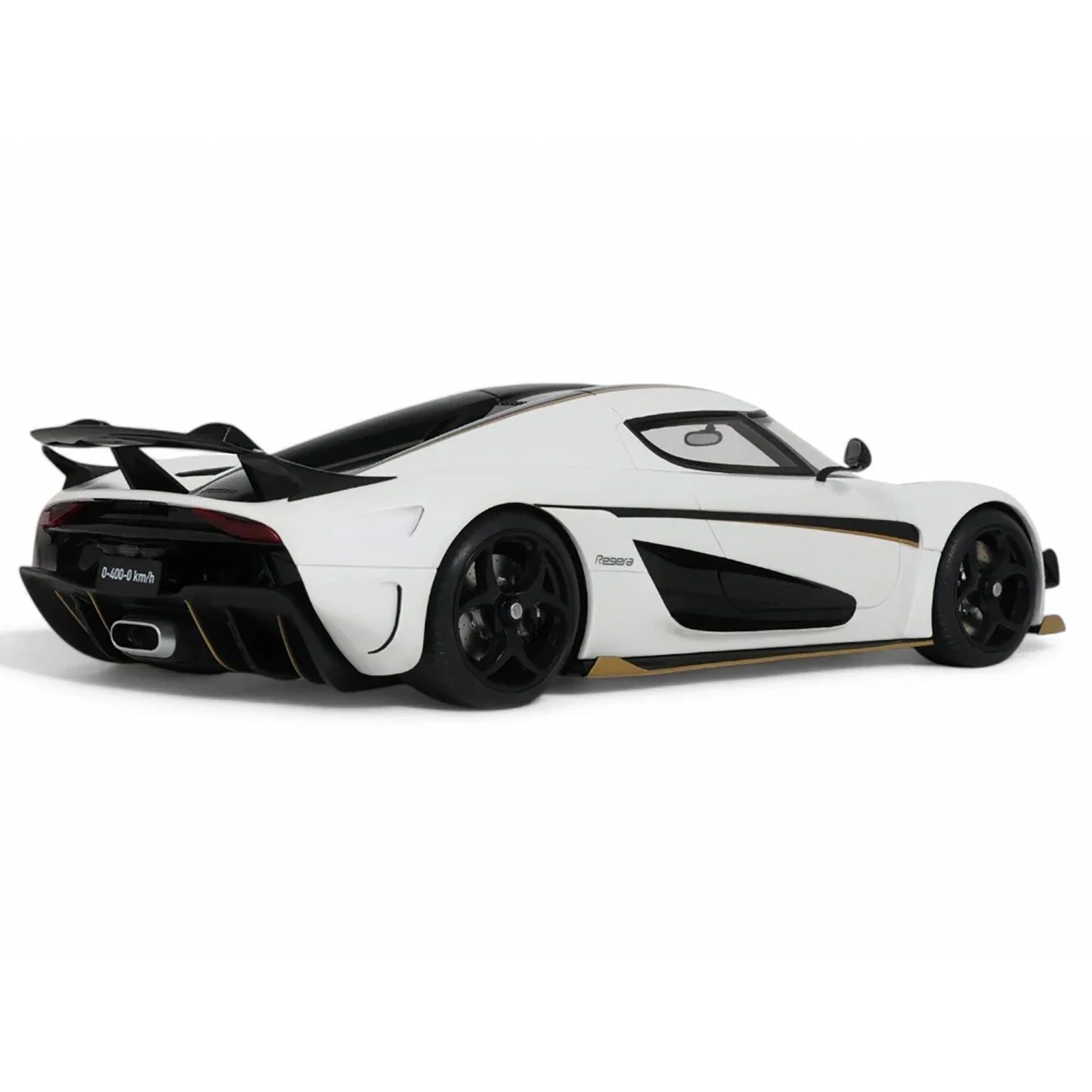 2023 Koenigsegg Regera White with Black Stripes 1/18 Model Car by GT Spirit - GT Spirit - ModelCars.com