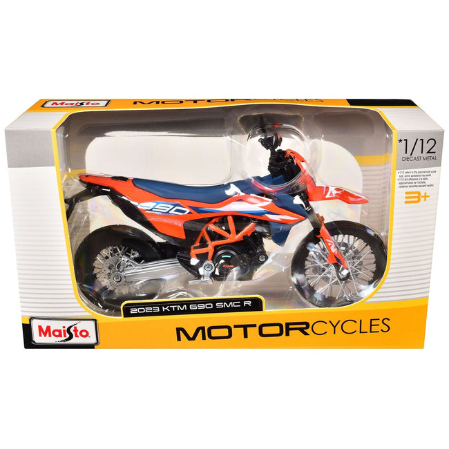 2023 KTM 690 SMC R Orange and Blue 1/12 Diecast Motorcycle Model by Maisto-Maisto-ModelCars.com
