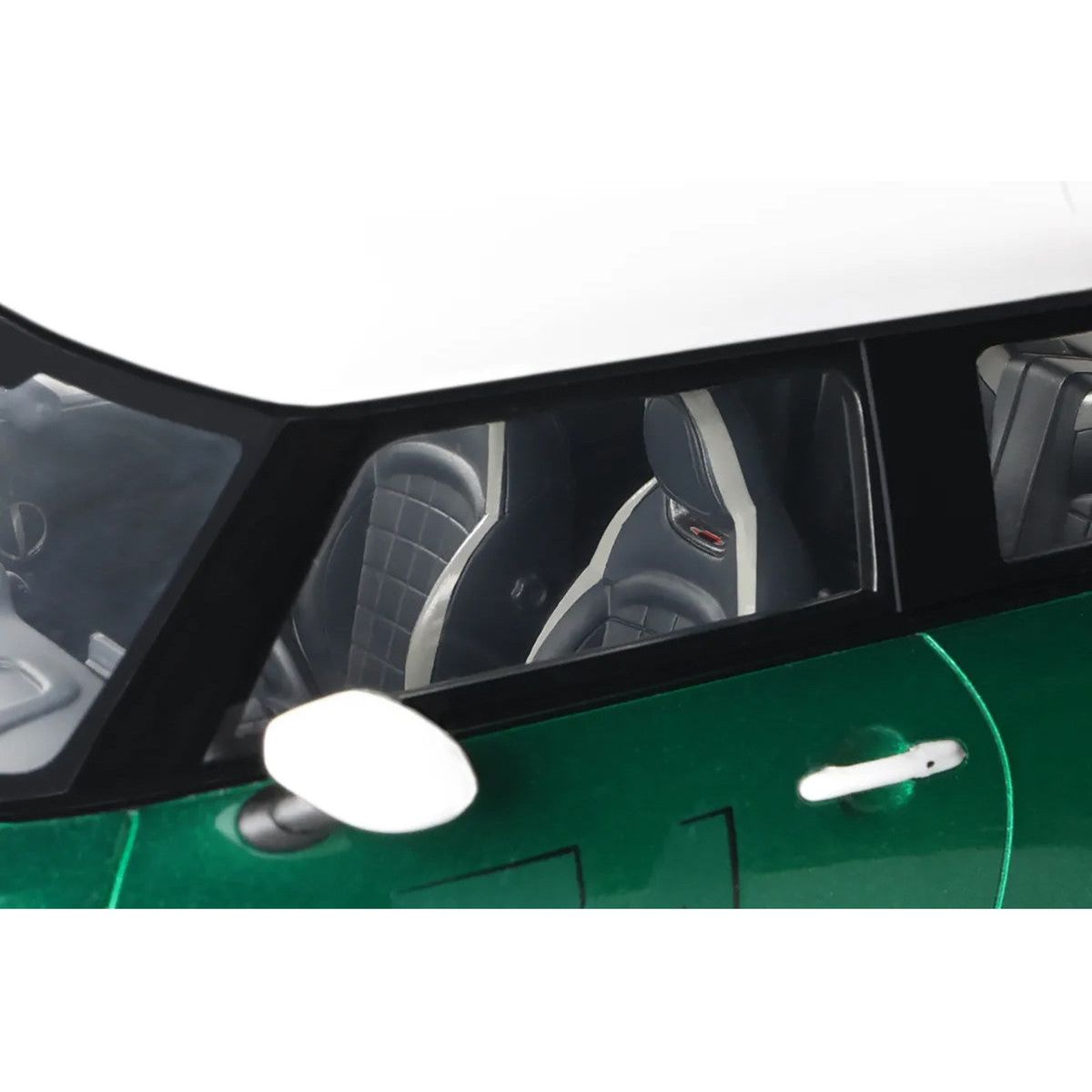 2023 Mini Cooper F56 JCW 74 British Racing Green with White Top and Stripes 1/18 Model Car by Otto Mobile - Otto Mobile - ModelCars.com