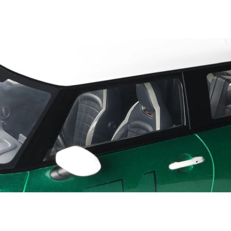 2023 Mini Cooper F56 JCW 74 British Racing Green with White Top and Stripes 1/18 Model Car by Otto Mobile - Otto Mobile - ModelCars.com