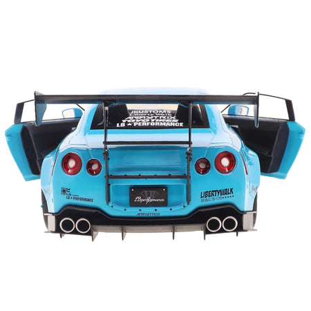 2023 Nissan GT-R (R35) Liberty Walk Body Kit 2.0 RHD (Right Hand Drive) Baby Blue with Carbon Hood 1/18 Diecast Model Car by Solido-Solido-ModelCars.com