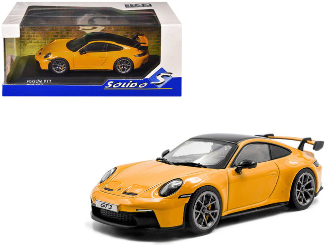2023 Porsche 911 (992) GT3 Signal Yellow with Black Top 1/43 Diecast Model Car by Solido-Solido-ModelCars.com