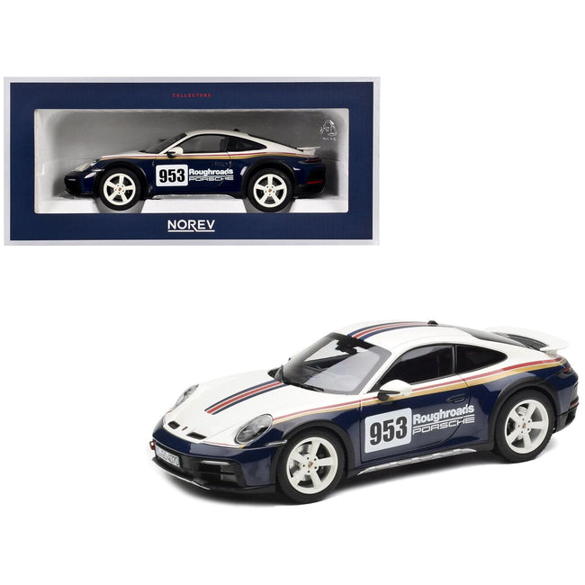 2023 Porsche 911 Dakar #953 "Roughroads Porsche" Blue and White with Stripes 1/18 Diecast Model Car by Norev-Norev-ModelCars.com