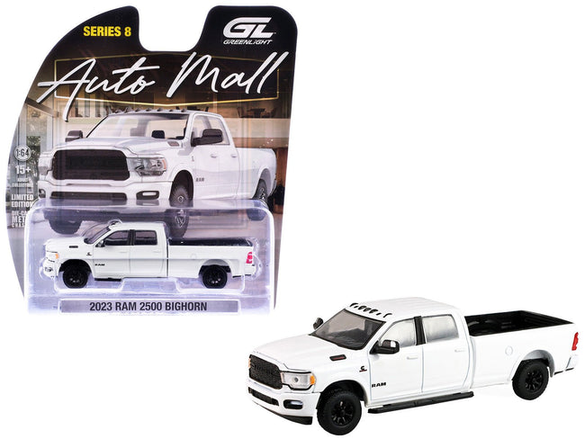 2023 Ram 2500 Bighorn Pickup Truck White "Auto Mall" Series 8 1/64 Diecast Model Car by Greenlight-Greenlight-ModelCars.com