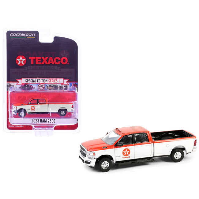 2023 Ram 2500 Pickup Truck "Texaco" Orange and White "Texaco Special Edition" Series 1 1/64 Diecast Model Car by Greenlight-Greenlight-ModelCars.com