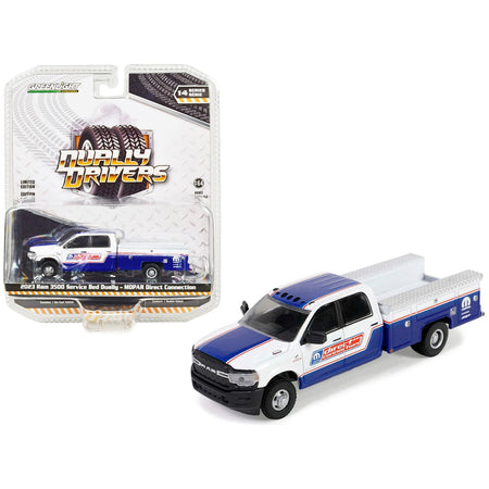 2023 Ram 3500 Service Bed Dually Pickup Truck White and Blue "Mopar Direct Connection" "Dually Drivers" Series 14 1/64 Diecast Model Car by Greenlight - Greenlight - ModelCars.com