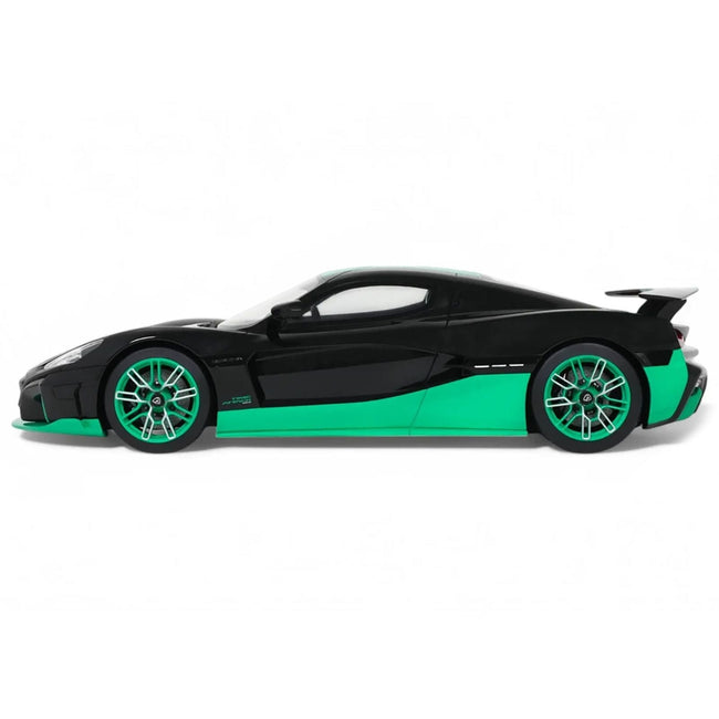 2023 Rimac Nevera Black with Green Stripes 1/18 Model Car by GT Spirit-GT Spirit-ModelCars.com