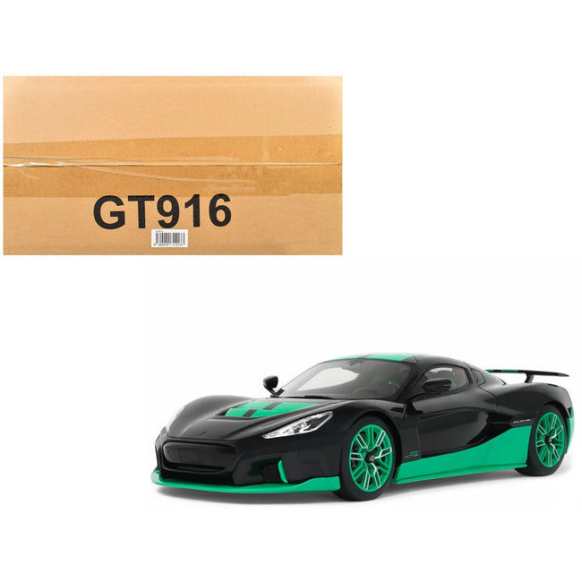 2023 Rimac Nevera Black with Green Stripes 1/18 Model Car by GT Spirit - GT Spirit - ModelCars.com