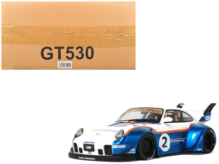 2023 RWB x Liberty Walk 993 #2 White and Blue Metallic with Graphics 1/18 Model Car by GT Spirit-GT Spirit-ModelCars.com