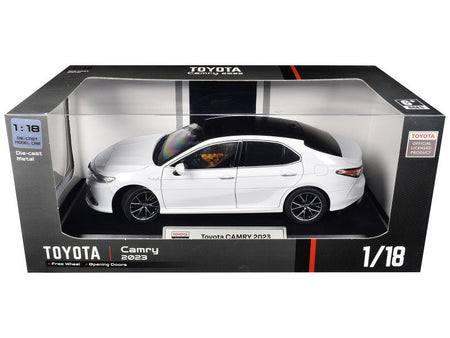 2023 Toyota Camry Hybrid White Metallic with Black Top 1/18 Diecast Model Car by Heimanba-Heimanba-ModelCars.com