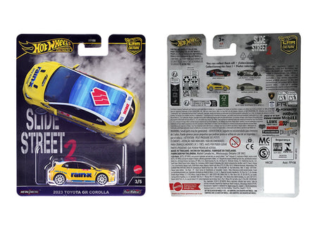 2023 Toyota GR Corolla "Rain X" Yellow "Slide Street 2" Series Diecast Model Car by Hot Wheels-Hotwheels-ModelCars.com