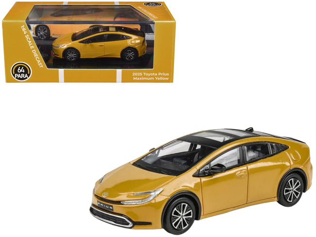 2023 Toyota Prius Maximum Yellow with Black Top and Sun Roof 1/64 Diecast Model Car by Paragon Models-Paragon-ModelCars.com