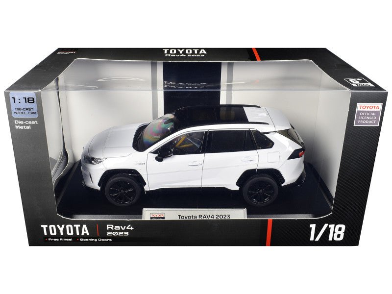 2023 Toyota Rav4 Hybrid White Metallic with Black Top 1/18 Diecast Model Car by Heimanba-Heimanba-ModelCars.com
