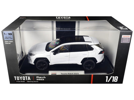 2023 Toyota Rav4 Hybrid White Metallic with Black Top 1/18 Diecast Model Car by Heimanba-Heimanba-ModelCars.com