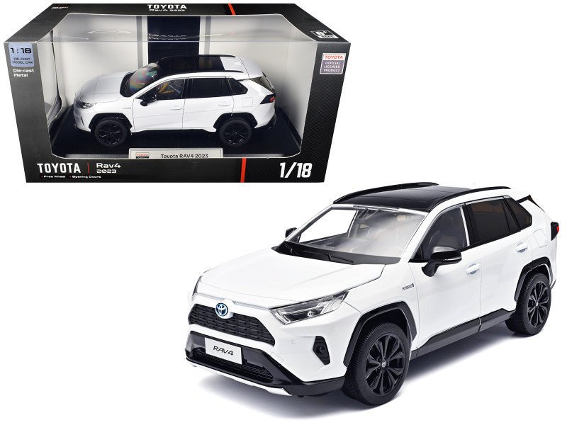 2023 Toyota Rav4 Hybrid White Metallic with Black Top 1/18 Diecast Model Car by Heimanba-Heimanba-ModelCars.com