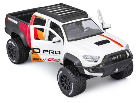 2023 Toyota Tacoma TRD PRO Off Road Pickup Truck White with Graphics and Roof Rack "Maisto Design" Series 1/27 Diecast Model Car Maisto-Maisto-ModelCars.com