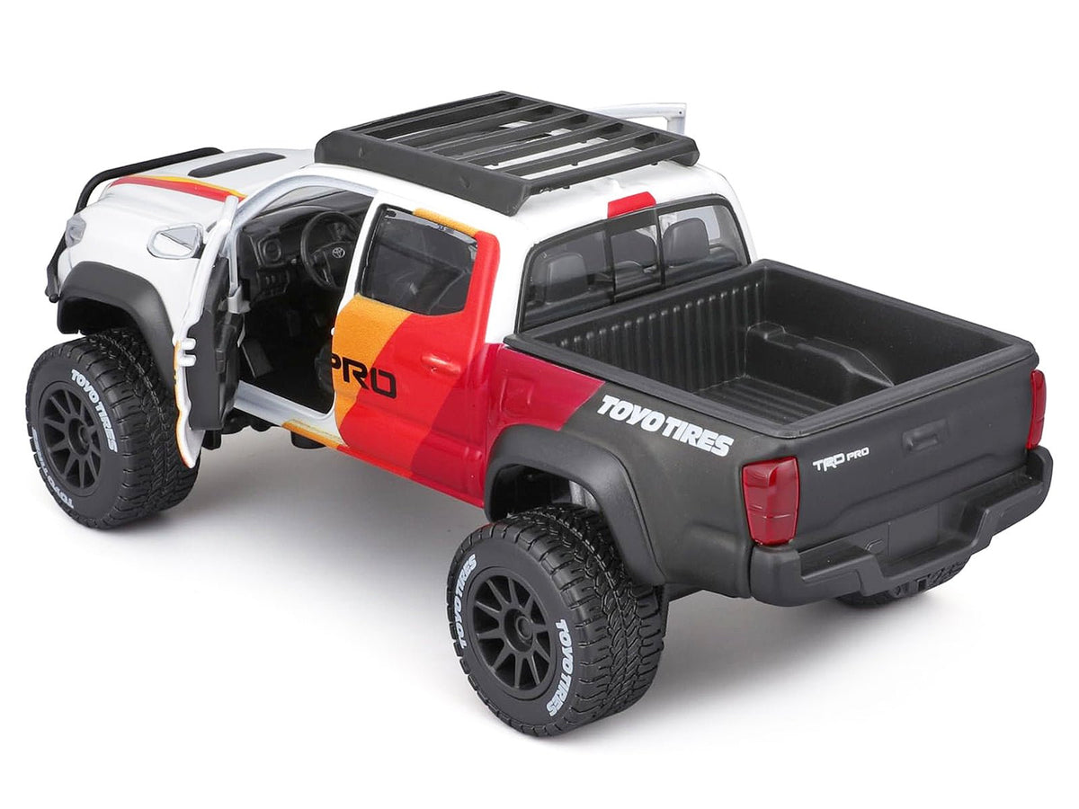 2023 Toyota Tacoma TRD PRO Off Road Pickup Truck White with Graphics and Roof Rack "Maisto Design" Series 1/27 Diecast Model Car Maisto-Maisto-ModelCars.com