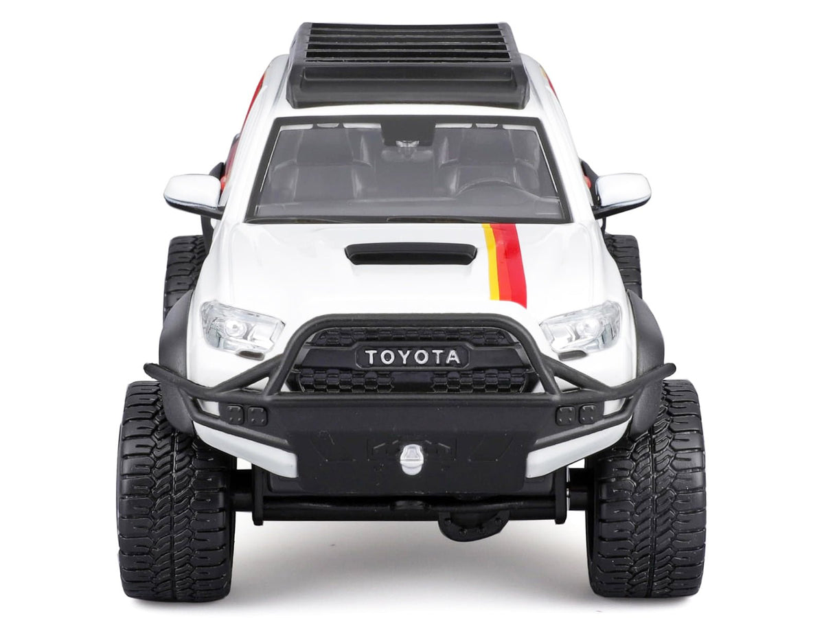 2023 Toyota Tacoma TRD PRO Off Road Pickup Truck White with Graphics and Roof Rack "Maisto Design" Series 1/27 Diecast Model Car Maisto-Maisto-ModelCars.com