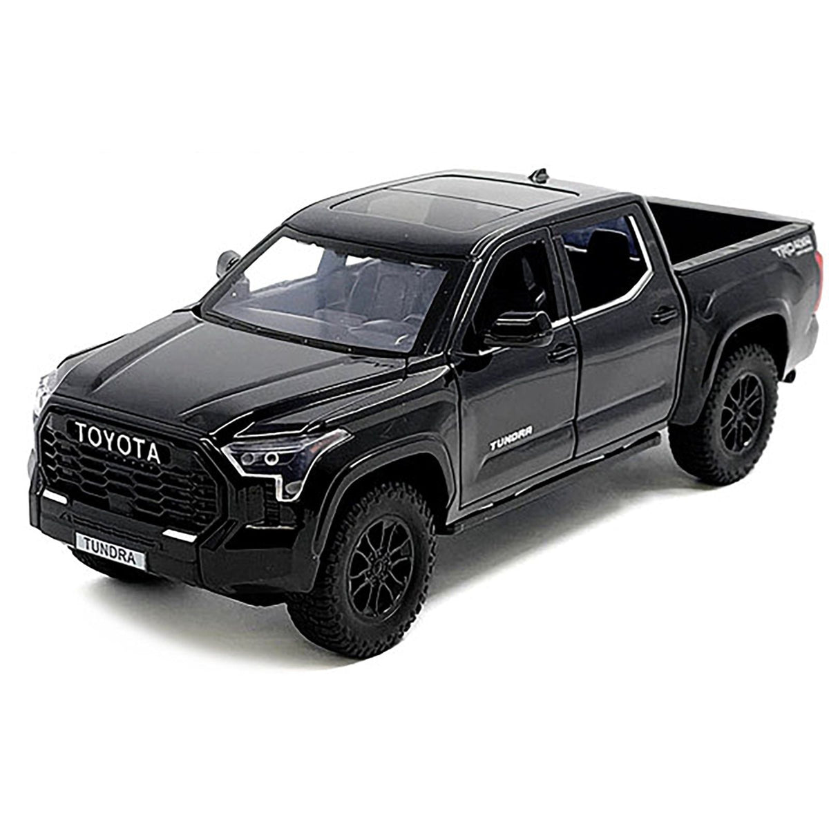 2023 Toyota Tundra TRD 4x4 Pickup Truck Black with Sunroof and Wheel Rack 1/24 Diecast Model Car-Other-ModelCars.com