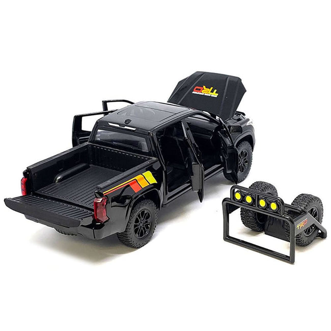 2023 Toyota Tundra TRD 4x4 Pickup Truck Black with TRD Stripes with Sunroof and Wheel Rack Limited Edition to 2400 pieces Worldwide 1/24 Diecast Model Car-Other-ModelCars.com