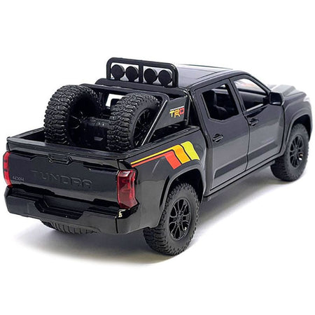 2023 Toyota Tundra TRD 4x4 Pickup Truck Black with TRD Stripes with Sunroof and Wheel Rack Limited Edition to 2400 pieces Worldwide 1/24 Diecast Model Car-Other-ModelCars.com
