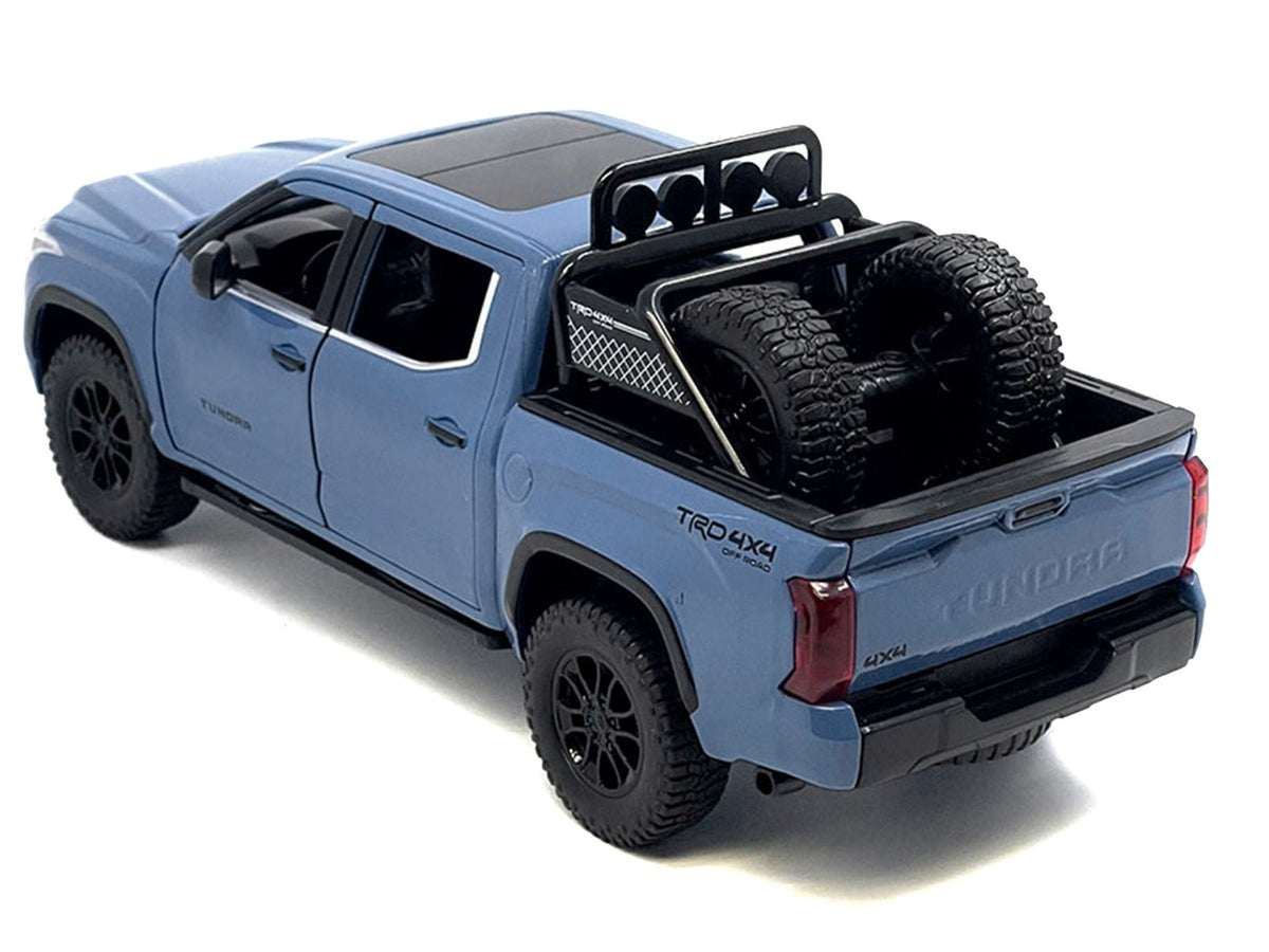 2023 Toyota Tundra TRD 4x4 Pickup Truck Cavalry Blue with Sunroof and Wheel Rack 1/24 Diecast Model Car-Other-ModelCars.com