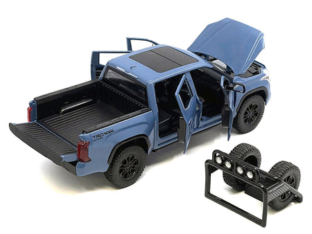 2023 Toyota Tundra TRD 4x4 Pickup Truck Cavalry Blue with Sunroof and Wheel Rack 1/24 Diecast Model Car-Other-ModelCars.com
