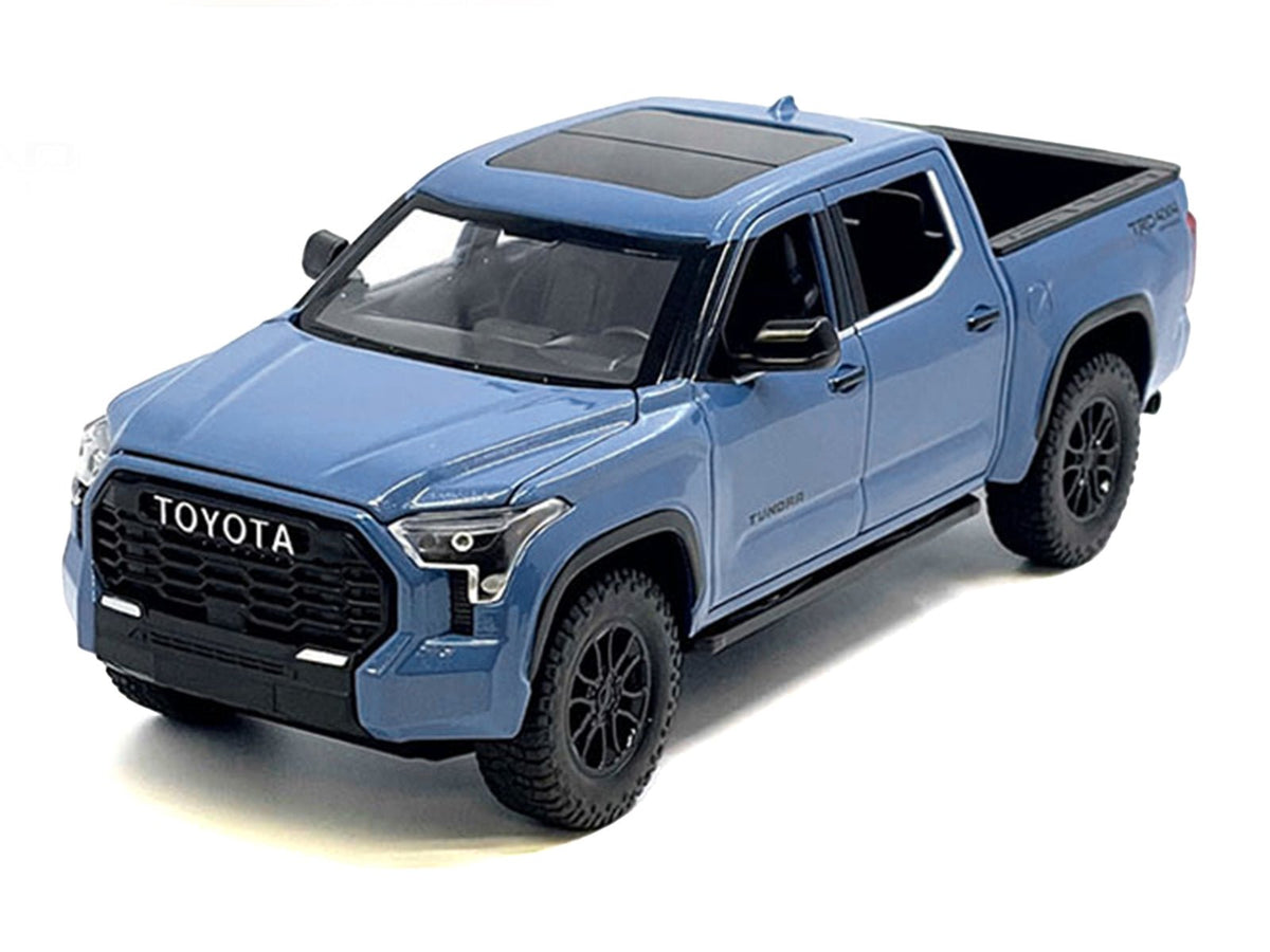 2023 Toyota Tundra TRD 4x4 Pickup Truck Cavalry Blue with Sunroof and Wheel Rack 1/24 Diecast Model Car-Other-ModelCars.com