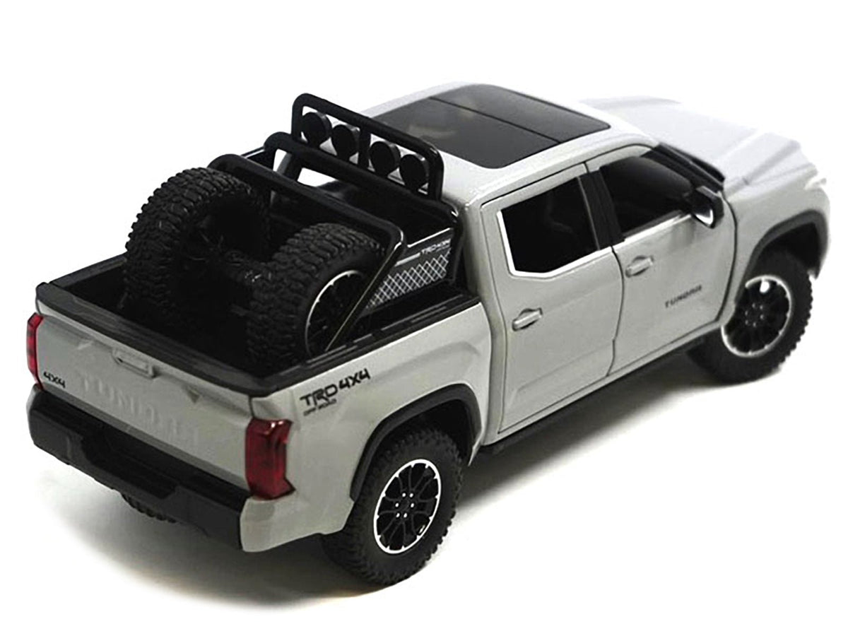 2023 Toyota Tundra TRD 4x4 Pickup Truck Cement Gray with Sunroof and Wheel Rack 1/24 Diecast Model Car-Other-ModelCars.com