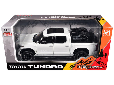 2023 Toyota Tundra TRD 4x4 Pickup Truck White Metallic with Sunroof and Wheel Rack 1/24 Diecast Model Car-Other-ModelCars.com